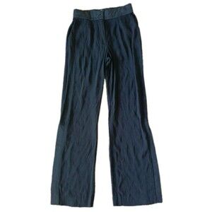 Nicole Miller Artelier Dress Pants Size 4 Side Split Wide Leg Black Crinkled
